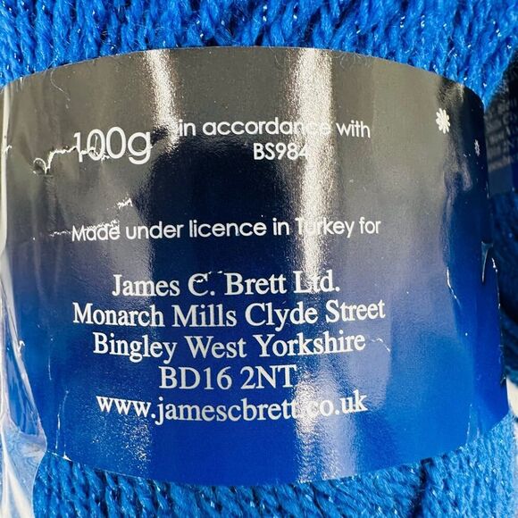 James C Brett Twinkle Yarn Lot Sapphire Cobalt Blue w/ Metallic Thread DK (4) - Picture 5 of 7